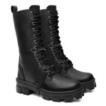 Bota Coturno Tratorado Estilo Militar Moda Blogueira ziper e cadarço forma grande 34 ao 40 Bota Coturno Tratorado Estilo Militar Moda Blogueira ziper e cadarço forma grande 34 ao 40