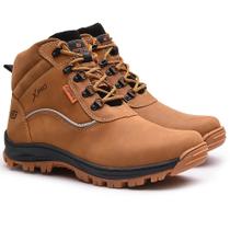 Bota Coturno Tratorado Masculino Couro Cadarço Sola Trataorada Antiderrapante Aventura Trilha Casual