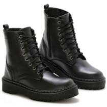 Bota Coturno tratorado zipper lateral Preto 38 - Siri Sereja