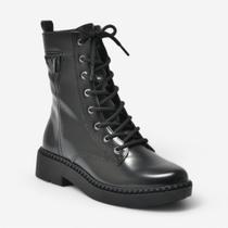 Bota Coturno Via Marte Feminino Verniz Box Preto