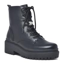 Bota Coturno Via Marte Flatform Preto - Feminino