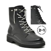 Bota Coturno Via Marte Zíper Cadarço Strass Feminina Solado 4cm Estilo Moderno Bota Coturno Via Marte Zíper Cadarço Strass Feminina Solado 4cm Estilo Moderno