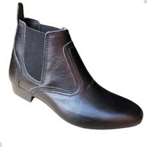 Bota Country Bico Fino Couro Vaqueta Botina Vaquejada Cavalgada Muladeiro Rodeio Festa Peao 2433
