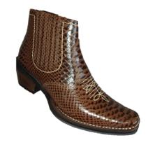 Bota country cor marrom anaconda solado borracha salto carrapeta couro de boi