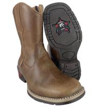 Bota Country Couro Legítimo Infantil Caminhos da Roça Oficial Fóssil Café Macio Ref.KJ17-1
