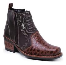 Bota Country Couro Legitimo Ziper Butina Rodeio