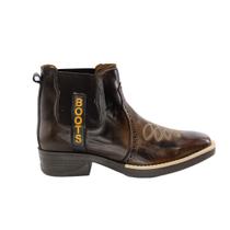 Bota Country de Couro na Cor Marrom com Elástico e Detalhe na Frente - CHACAL