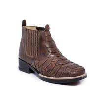 Bota Country em Couro Masculino Elástico Camadas Costura Resistente