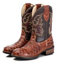 Bota Country Escamada Texana Cano Longo Couro Frete Grátis