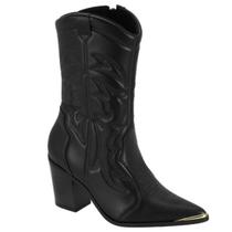 Bota Country Fem. Western Texana Cano Médio Vizzano 3113101 Cor:PretoTamanho:37 Bota Country Fem. Western Texana Cano Médio Vizzano 3113101 Cor:PretoTamanho:37