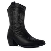 Bota Country Feminina Bordada Cano Medio