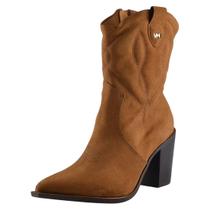 Bota Country Feminina Camurça Salto Bloco Médio Via Marte