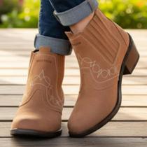 Bota Country Feminina Cor Marrom Claro Bege Botina Couro Botinha Estilo Vaquejada Cavalgada 3636 Bota Country Feminina Cor Marrom Claro Bege Botina Couro Botinha Estilo Vaquejada Cavalgada 3636