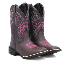 Bota Country Feminina Texana Boiadeira Cano Alto Montaria de Couro Brete Boots