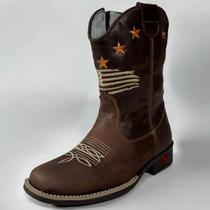 Bota Country Infantil Texana Bandeira Usa Marrom Oklahoma Bota Country Infantil Texana Bandeira Usa Marrom Oklahoma