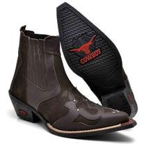 Bota Country Masculina Bico Fino De Couro Marrom