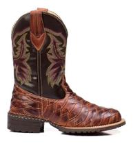 Bota Country Masculina Bico Redondo Texana Escamada Couro