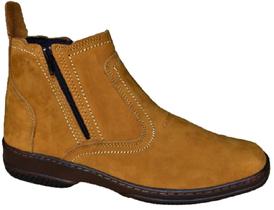 Bota Country Masculina Com Ziper Botina Couro Nobuck Solado Costurado Macia Leve 2220 Amarelo