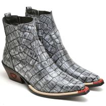 Bota Country Masculina Couro Bico Fino Cano Curto Conforto
