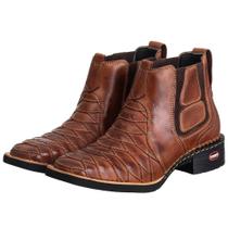 Bota Country Masculina Couro Cano Curto Escamada Cowboy