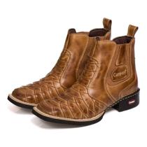Bota Country Masculina Couro Escamada Cano Curto Cowboy