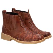 Bota Country Masculina Couro Escamada Cano Curto Moderna