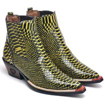 Bota Country Masculina Couro Jacaré Bico Fino Estilo Textura