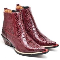 Bota Country Masculina Couro Jacaré Bico Fino Estilo Textura