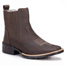 Bota Country Masculina Couro Legítimo Bico Quadrado Texana