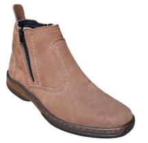 Bota Country Masculina Em Couro Botina Com Ziper Botinha Casual Social Solado Costurado 2220 Rato