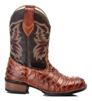 Bota Country Masculina Escamada Bico Redondo Couro Legitimo Bota Country Masculina Escamada Bico Redondo Couro Legitimo