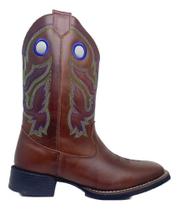 Bota country masculina texana bordada big bull bico quadrado