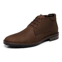 Bota Country Social Masculina Couro Cano Medio Com Cadarço Solado Borracha Palmilha Espumada