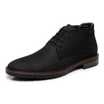 Bota Country Social Masculina Couro Cano Medio Com Cadarço Solado Borracha Palmilha Espumada