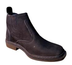 Bota Country Texana Casual Social Botina Couro Nobuck Solado Borracha Costurado Modelo 2550 Forte