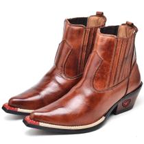 Bota Country Texana Couro Masculina Bico Fino Fakcini