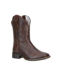 Bota Country Texana em Couro Amanda Block com Bico Redondo e Sola Costurada