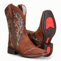 Bota Country Texana Feminina Bordado em Couro Capelli