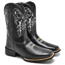 Bota Country Texana Masculina Couro Bordado Cano Alto