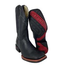 Bota Country Texana Masculina Jácomo Bico Quadrado Preto Cano Médio Ref2981PGD
