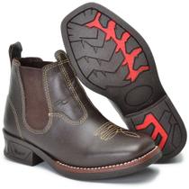 BOTA COURO BOTINA INFANTIL COUNTRY CAWBOY RODEIO MASCULINO Solado Antiderrapante