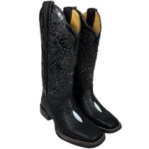 Bota Couro Bovino Estampa De Arraia Cano Bordado Vimar