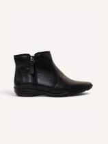 Bota Couro Cano Curto Rasteira Preto Bota Couro Cano Curto Rasteira Preto