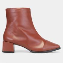 Bota Couro Cano Curto Shoestock Salto Bloco Feminina