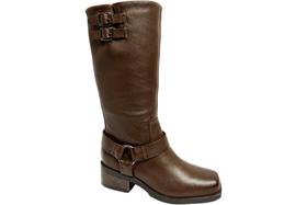 Bota Couro Chocolate Cano Longo Com Fivelas Bottero Feminina