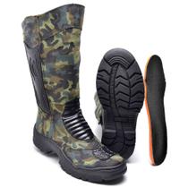 Bota Couro Militar Masculina Coturno Camuflada Exército