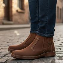 Bota couro nobuck camurça especial botina casual social estilo country 2520 marrom cor