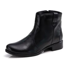 Bota Couro Western Country Botinha Feminina Cano Curto Salto Bloco Baixo Zíper Lateral Casual Conforto