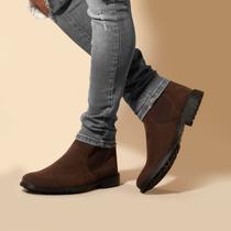 Bota Cowboy botina masculina chelsea couro camurca Sola Costurada