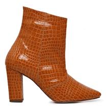 Bota Croco Cano Médio Ground Salto Bloco com Zíper Lateral Bota Croco Cano Médio Ground Salto Bloco com Zíper Lateral